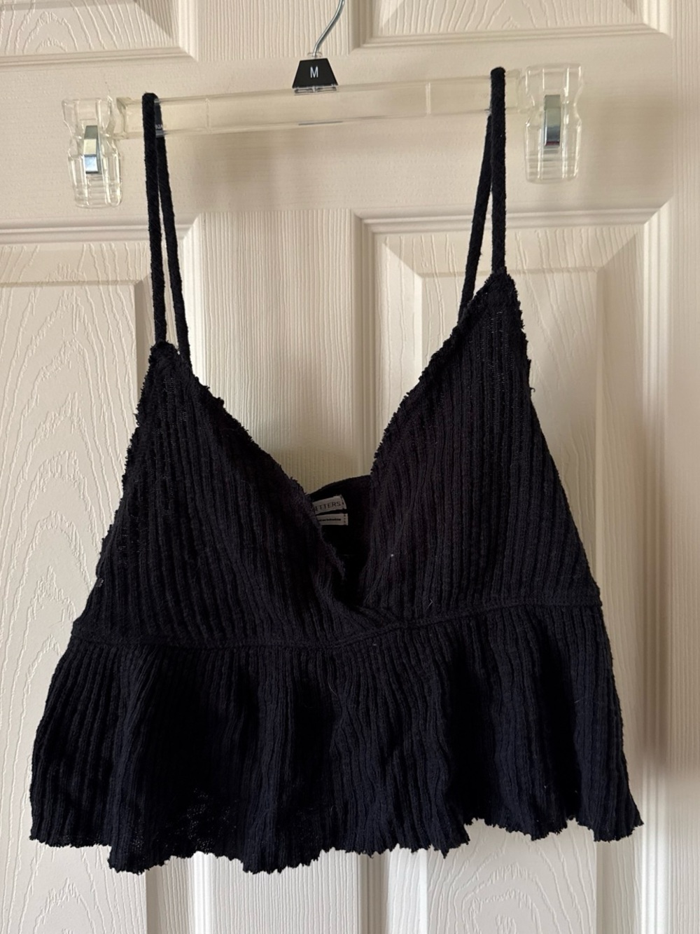 Urban Outfitters Black Ribbed Peplum Cami